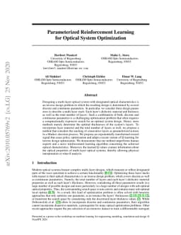 Parameterized Reinforcement Learning for Optical System Optimization
