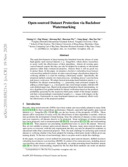 Open-sourced Dataset Protection via Backdoor Watermarking