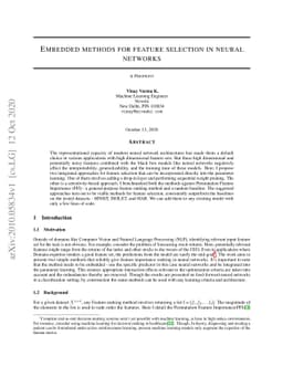 Embedded methods for feature selection in neural networks