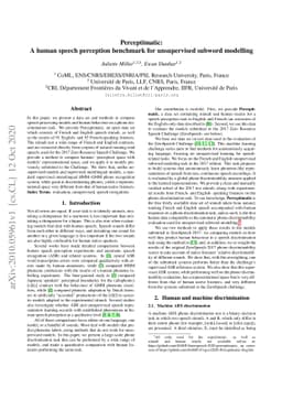 Perceptimatic: A human speech perception benchmark for unsupervised
  subword modelling