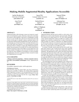 Making Mobile Augmented Reality Applications Accessible