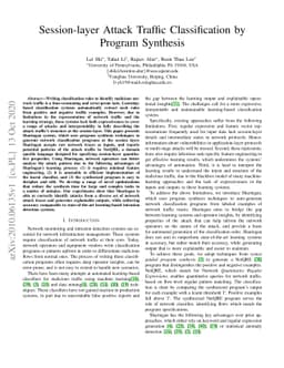 Session-layer Attack Traffic Classification by Program Synthesis