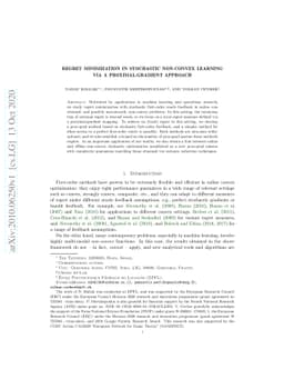Regret minimization in stochastic non-convex learning via a
  proximal-gradient approach