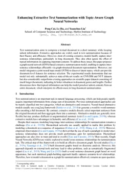 Enhancing Extractive Text Summarization with Topic-Aware Graph Neural
  Networks