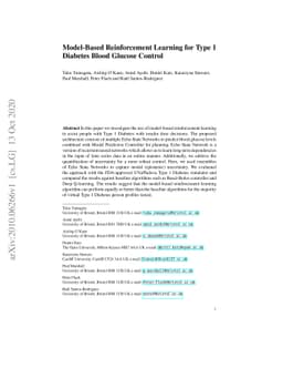 Model-Based Reinforcement Learning for Type 1Diabetes Blood Glucose
  Control