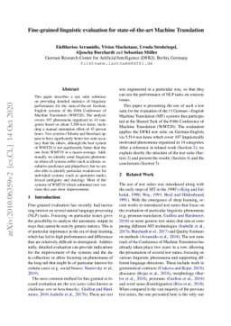 Fine-grained linguistic evaluation for state-of-the-art Machine
  Translation