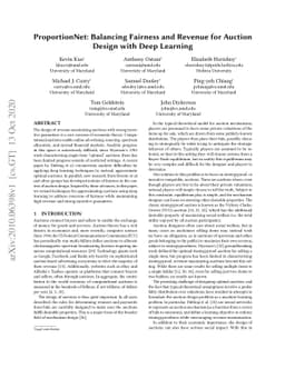 ProportionNet: Balancing Fairness and Revenue for Auction Design with
  Deep Learning