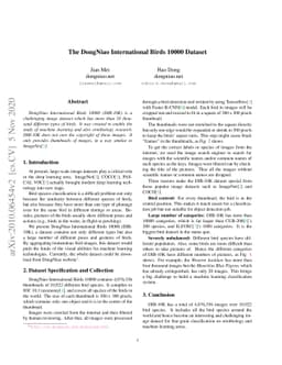 The DongNiao International Birds 10000 Dataset