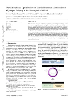 Population-based Optimization for Kinetic Parameter Identification in
  Glycolytic Pathway in Saccharomyces cerevisiae