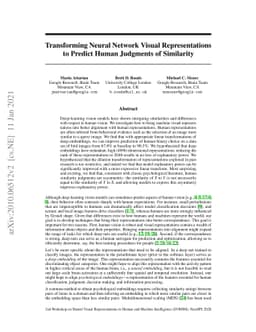Transforming Neural Network Visual Representations to Predict Human
  Judgments of Similarity