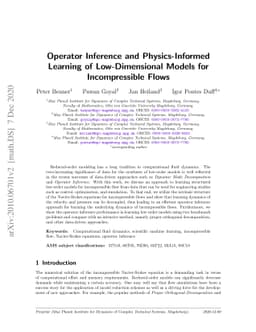 Operator Inference and Physics-Informed Learning of Low-Dimensional
  Models for Incompressible Flows