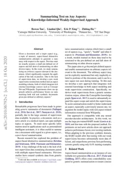 Summarizing Text on Any Aspects: A Knowledge-Informed Weakly-Supervised
  Approach