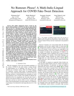 No Rumours Please! A Multi-Indic-Lingual Approach for COVID Fake-Tweet
  Detection