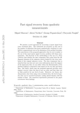 Fast signal recovery from quadratic measurements