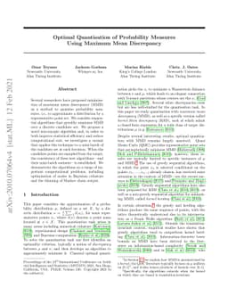 Optimal quantisation of probability measures using maximum mean
  discrepancy