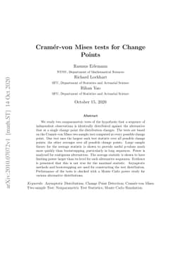 Cramer-von Mises tests for Change Points
