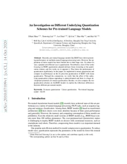 An Investigation on Different Underlying Quantization Schemes for
  Pre-trained Language Models