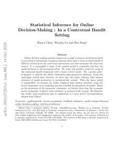 Statistical Inference for Online Decision-Making: In a Contextual Bandit
  Setting