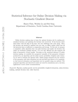 Statistical Inference for Online Decision Making via Stochastic Gradient
  Descent