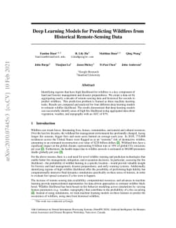 Deep Learning Models for Predicting Wildfires from Historical
  Remote-Sensing Data