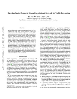 Bayesian Spatio-Temporal Graph Convolutional Network for Traffic
  Forecasting