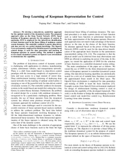 Deep Learning of Koopman Representation for Control