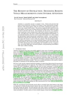The Benefit of Distraction: Denoising Remote Vitals Measurements using
  Inverse Attention