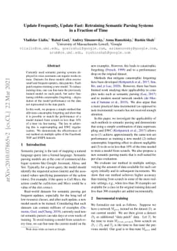 Update Frequently, Update Fast: Retraining Semantic Parsing Systems in a
  Fraction of Time