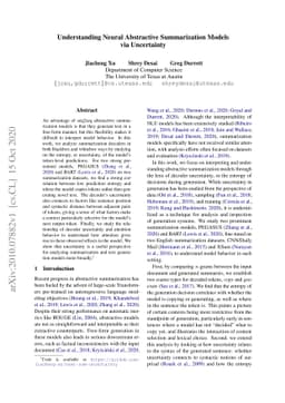 Understanding Neural Abstractive Summarization Models via Uncertainty