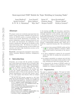 Semi-supervised NMF Models for Topic Modeling in Learning Tasks