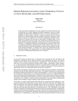 Offer Personalization using Temporal Convolution Network and
  Optimization