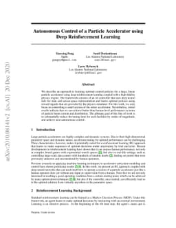Autonomous Control of a Particle Accelerator using Deep Reinforcement
  Learning
