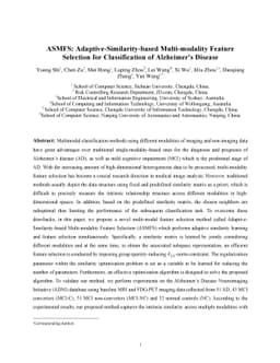 ASMFS: Adaptive-Similarity-based Multi-modality Feature Selection for
  Classification of Alzheimer's Disease