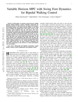 Variable Horizon MPC with Swing Foot Dynamics for Bipedal Walking
  Control