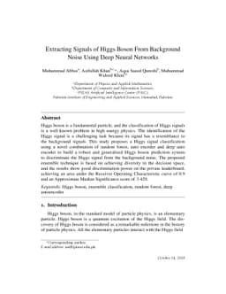 Extracting Signals of Higgs Boson From Background Noise Using Deep
  Neural Networks