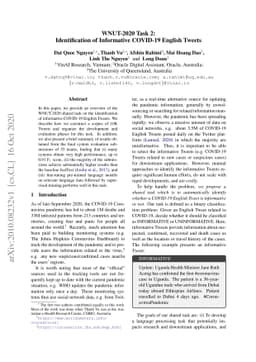WNUT-2020 Task 2: Identification of Informative COVID-19 English Tweets