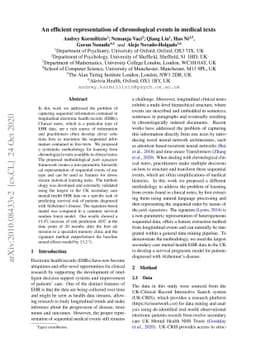 An efficient representation of chronological events in medical texts
