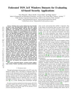 Federated TON_IoT Windows Datasets for Evaluating AI-based Security
  Applications
