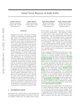 Latent Vector Recovery of Audio GANs