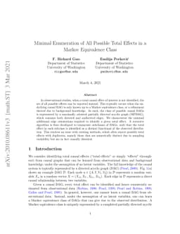Minimal enumeration of all possible total effects in a Markov
  equivalence class