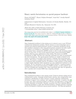 Binary matrix factorization on special purpose hardware