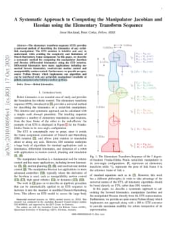 A Systematic Approach to Computing the Manipulator Jacobian and Hessian
  using the Elementary Transform Sequence
