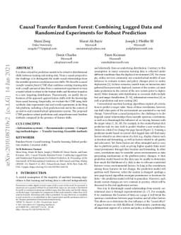 Causal Transfer Random Forest: Combining Logged Data and Randomized
  Experiments for Robust Prediction