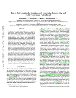 End-to-End Learning for Simultaneously Generating Decision Map and
  Multi-Focus Image Fusion Result