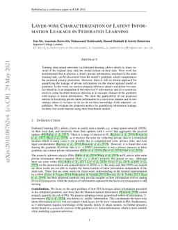 Layer-wise Characterization of Latent Information Leakage in Federated
  Learning