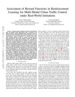 Assessment of Reward Functions in Reinforcement Learning for Multi-Modal
  Urban Traffic Control under Real-World limitations