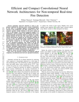 Efficient and Compact Convolutional Neural Network Architectures for
  Non-temporal Real-time Fire Detection