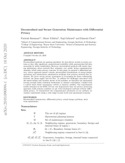 Decentralized and Secure Generation Maintenance with Differential
  Privacy