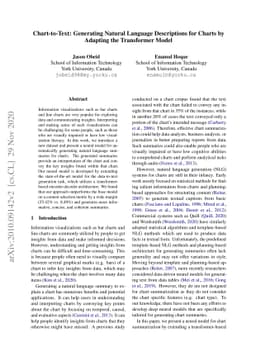 Chart-to-Text: Generating Natural Language Descriptions for Charts by
  Adapting the Transformer Model
