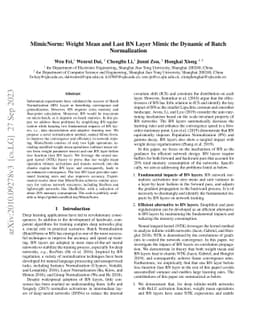 MimicNorm: Weight Mean and Last BN Layer Mimic the Dynamic of Batch
  Normalization